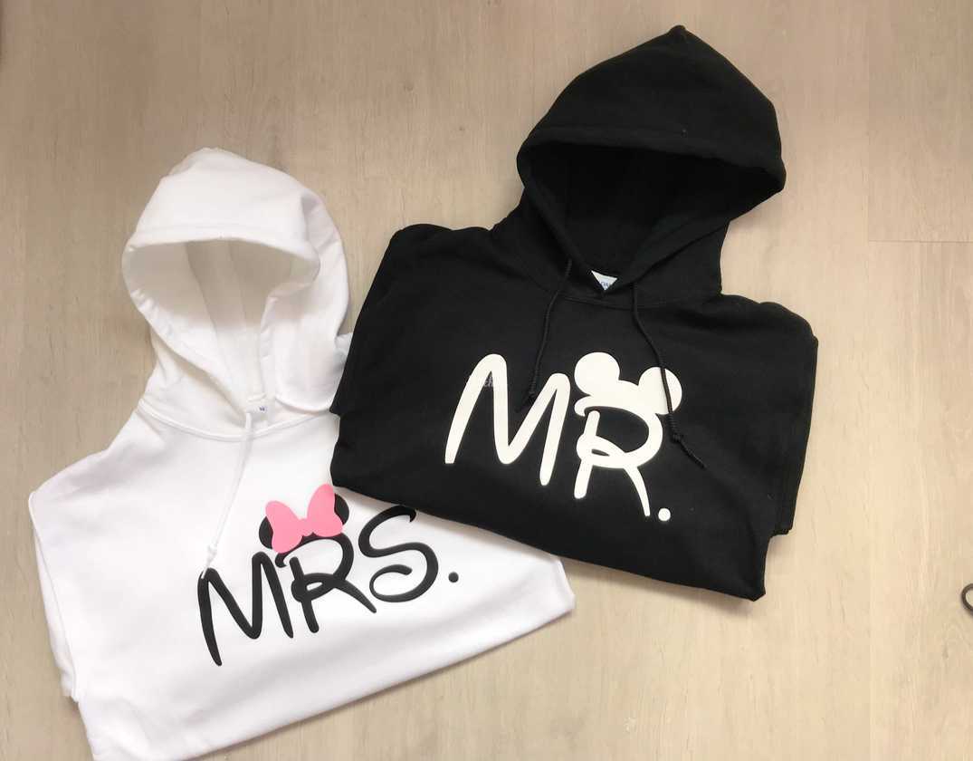 mr and mrs personalised hoodies