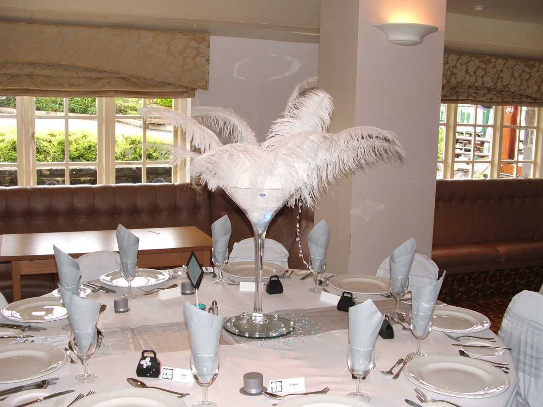 Vases And Ostrich Feathers From Swansea Wedding Decorators Photo 29